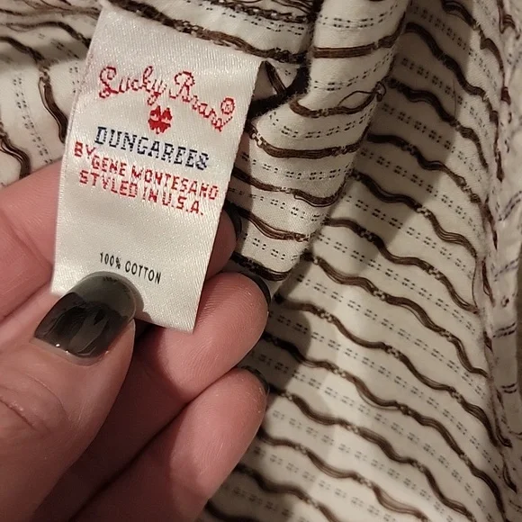 Lucky Brand Men's Western Snap Front White Patterned Button Down Shirt~Size XL - Picture 10 of 11